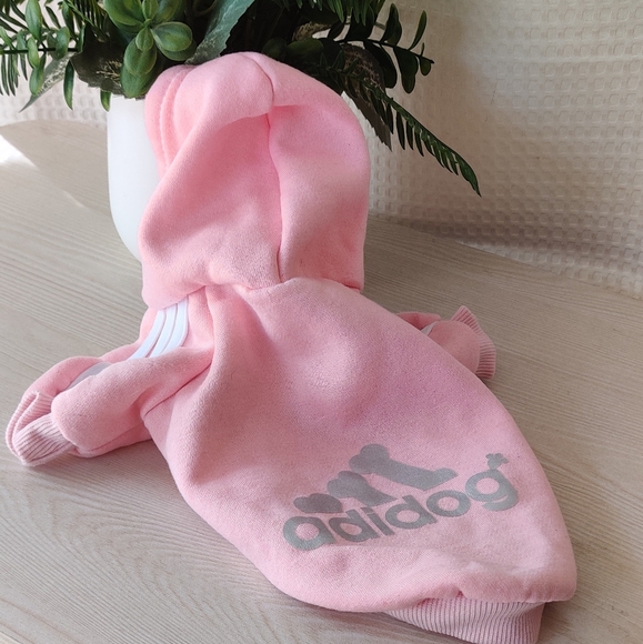 Adidog Pink Pullover Doggie Hoodie Size Medium - Picture 1 of 8